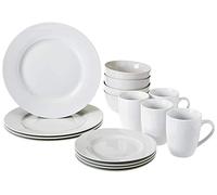 Amazon Basics Dinnerware Set for 4, 16-Piece AB-Grade Porcelain Plates Bowls, Microwave Dishwasher Safe, White