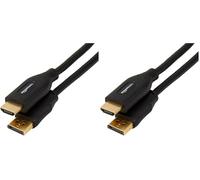 Amazon Basics DisplayPort to HDMI Display Cable, Uni-Directional, 1920x1200, 1080p, Gold-Plated Plugs, 7.6 m, Black (Pack of 2)