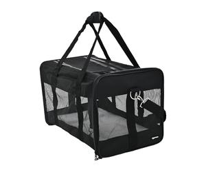 Amazon Basics Dog and Cat Carrier, Soft Sided Pet Travel Carrier for Cat and Dog, Black, Medium, 42 cm L x 27 cm W x 28 cm H