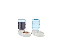 Amazon Basics Dog and Cat Feeder Dispenser for Food and Water, 2.5 Gallon, Large, Grey