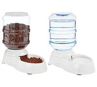 Amazon Basics Dog and Cat Feeder Dispenser for Food and Water, Small, Pack of 2, Grey