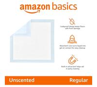 Amazon Basics Dog and Puppy Training Pads, Leakproof, 5-Layer Design with Quick-Dry Surface, Regular, Pack of 50, Blue
