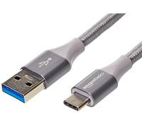 Amazon Basics Double Braided Nylon USB 3.1 Gen 2, USB-C to USB-A Charger Cable, 0.9 m, Dark Grey
