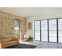 Amazon Basics Double Layer Roller Blind, Night and Day Zebra Window Blind, 56 x 150 cm, White