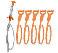 Amazon Basics Drain Clog Remover Tool Includes 5 Plastic and 1 Stainless Drain Snakes Effectively Clean Hair and Other Clog for Toilet Kitchen Sink