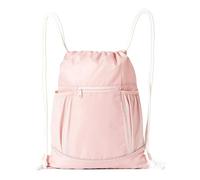 Amazon Basics Drawstring Gym Bag with Water Bottle Pockets, Durable Sports Backpack for Gym, School & Travel, Pink