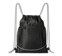 Amazon Basics Drawstring Gym Bag with Water Bottle Pockets, Durable Sports Backpack for Gym, School & Travel, Black