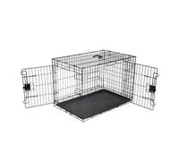 Amazon Basics Durable Foldable Metal Wire Dog Crate with Tray Double Door 36 x 23 x 25 in Black
