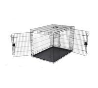 Amazon Basics XL Metal Dog Crate/Cage with Tray, Durable and Foldable Dog Cage with Double Door, Black, Extra Large 107cm (42")