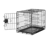 Amazon Basics Durable Foldable Metal Wire Pet Crate with Tray Portable and Sturdy for Travel Single Door Divider Panel Perfect Size for Small Dog