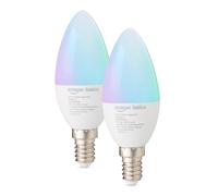 Amazon Basics E14 Smart LED Bulb, 4.7 Watts, WiFi Light Bulb, 2.4 GHz, Works with Alexa Only, Multicolour, 2-Pack [Energy Class F]