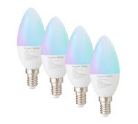 Amazon Basics E14 Smart LED Bulb, 4.7 Watts, WiFi Light Bulb, 2.4 GHz, Works with Alexa Only, Multicolour, 4-Pack