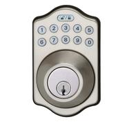 Amazon Basics Electronic Keypad Deadbolt Door Lock with Touch-Control Keyless Entry Keyed Entry Option Traditional Satin Nickel 6-Pack
