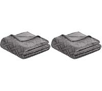 Amazon Basics Embossed Fleece Sofa Throw Blanket, Soft Bed Throw, 150 x 200 cm, Grey (Pack of 2)