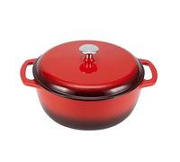 Amazon Basics Enameled Cast Iron Round Dutch Oven with Lid and Dual Handles, Heavy-Duty & Small, 4.1 L, Red