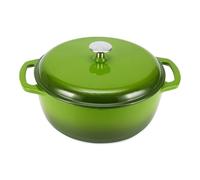 Amazon Basics Enamelled Cast Iron Dutch Oven Casserole with Lid, Heavy-Duty, Round, 4.1 L, Green