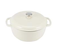 Amazon Basics Enamelled Cast Iron Dutch Oven Casserole with Lid, Heavy-Duty, Round, 4.1 L, White