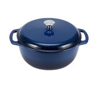 Amazon Basics Enamelled Cast Iron Dutch Oven Casserole with Lid, Heavy-Duty, Round, 5.7 L, Navy