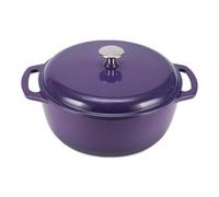 Amazon Basics Enamelled Cast Iron Dutch Oven Casserole with Lid, Heavy-Duty, Round, 5.7 L, Purple
