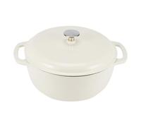 Amazon Basics Enamelled Cast Iron Dutch Oven Casserole with Lid, Heavy-Duty, Round, 5.7 L, White