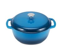 Amazon Basics Enamelled Cast Iron Dutch Oven Casserole with Lid, Heavy-Duty, Round, 6.9 L, Blue