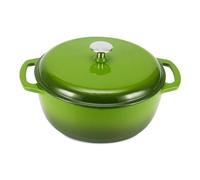 Amazon Basics Enamelled Cast Iron Dutch Oven Casserole with Lid, Heavy-Duty, Round, 6.9 L, Green