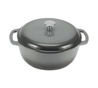 Amazon Basics Enamelled Cast Iron Dutch Oven Casserole with Lid, Heavy-Duty, Round, 6.9 L, Grey