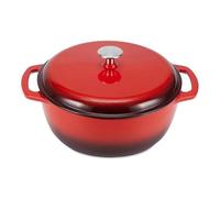 Amazon Basics Enamelled Cast Iron Dutch Oven Casserole with Lid, Heavy-Duty, Round, 6.9 L, Red