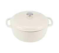 Amazon Basics Enamelled Cast Iron Dutch Oven Casserole with Lid, Heavy-Duty, Round, 6.9 L, White