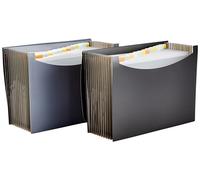 Amazon Basics Expanding File, A4 Size, 2 Pack, Black & Gray