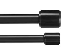 Amazon Basics Extendable Double Window Curtain Pole with Cap Finials - 19mm Diameter, 183-366cm, Black