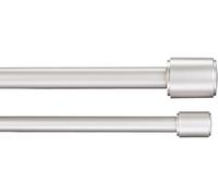 Amazon Basics Extendable Double Window Curtain Pole with Cap Finials - 19mm Diameter, 92 to 183 cm, Nickel