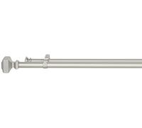 Amazon Basics Extendable Double Window Curtain Pole with Square Finials - 19mm Diameter, 183-366cm, Nickel