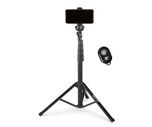 Amazon Basics Extendable Phone Tripod & Selfie Stick 162cm/64inch, with Wireless Remote Control, Black