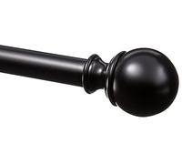 Amazon Basics Extendable Window Curtain Pole with Ball Finials, 19 mm Diameter, 183 to 366 cm, Black