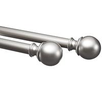 Amazon Basics Extendable Window Curtain Pole with Ball Finials, 19 mm Diameter, 183 to 366 cm, Nickel