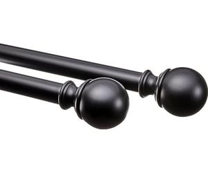 Amazon Basics Extendable Window Curtain Pole with Ball Finials, 19 mm Diameter, 91 to 183 cm, Black