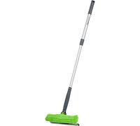 Amazon Basics Extendable Window Squeegee with 180 Degree Rotating Head and Telescopic Rod, 66-96.5 cm, Perfect for Cleaning Windows, Mirrors, Green, Silver, Black Tiles