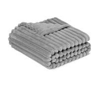 Amazon Basics Extra Plush Throw Blanket for Sofa & Bed - Soft Lightweight Fleece Blanket,Grey, 50” (127.0cm) x 60” (152.4cm)