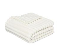 Amazon Basics Extra Plush Throw Blanket for Sofa & Bed - Soft Lightweight Fleece Blanket, Ivory, 50” (127.0cm) x 60” (152.4cm)