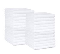 Amazon Basics Face Towel Set for bathroom, 100% Cotton Extra Absorbent Fast Drying Face Cloths 30 x 30 cm, White, 24-Pack