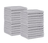 Amazon Basics Face Towel Set for bathroom, 100% Cotton Extra Absorbent Fast Drying Face Cloths 30 x 30 cm, Grey, 24-Pack
