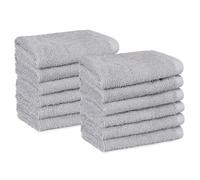 Amazon Basics Face Towel Set for bathroom, 100% Cotton Extra Absorbent Fast Drying Face Cloths 30 x 30 cm, Grey, 12-Pack