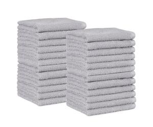 Amazon Basics Face Towel Set for bathroom, 100% Cotton Extra Absorbent Fast Drying Face Cloths 30 x 30 cm, Grey, 24-Pack