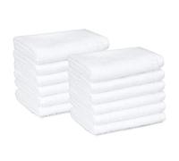 Amazon Basics Face Towels for bathroom, 100% Cotton Extra Absorbent washcloth, Fast Drying - salon towel - 12-Pack, White (30 x 30 cm)