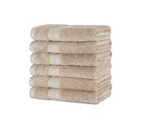 Amazon Basics Fade-Resistant 100% Cotton Hand Towel 6 Pack 16x26 Taupe