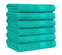 Amazon Basics Fade-Resistant Cotton Hand Towel - 6-Pack, Teal