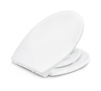 Amazon Basics Family O-Shape Toilet Seat with Removable Child Ring, Soft-Close, Quick-Release Hinges, Universal Size, Anti-Static Urea and Porcelain Finish, White