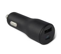 Amazon Basics Fast-Charging Car Charger for Phone and Tablet, Dual-Port USB-C and USB-A, 32W, Black