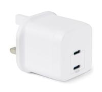 Amazon Basics Fast Charging USB C Nano GaN Wall Charger, 35W 2-Port for Tablets Phones, White